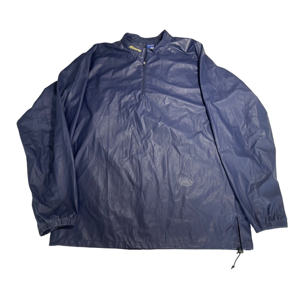 Mizuno Men 1/4 Zip Pullover Rain Jacket XL Navy Blue Athletic Windshirt Training